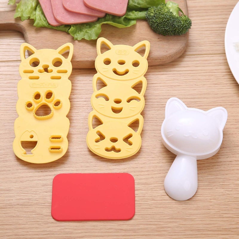 VANVENE Small Rice Ball Mold Sets Lovely Cat Pattern DIY Sushi Bento Nori Kitchen Rice Mould DIY Kitchen Tools with Nori Seaweed Punch Cutter for Home Party Kids meal Make - Image 2